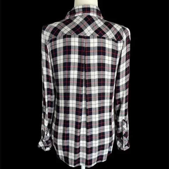 RAILS: Women's White, Black, Grey & Red Plaid Long Sleeve Button Up Shirt - XS - Picture 2 of 3